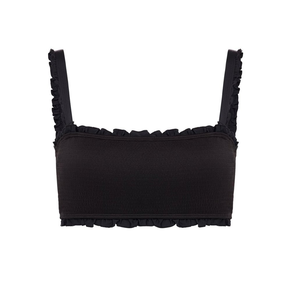 Noir Smocked Bandeau Top